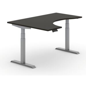 B2B Partner Výškovo nastaviteľné stoly, elektrické, ergonomické ľavé 1600 x 1200 mm, wenge + Záruka 7 rokov