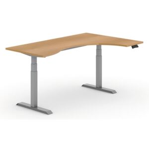 B2B Partner Výškovo nastaviteľný stôl, elektrický, ergonomický pravý, 1800 x 1200 mm, buk + Záruka 7 rokov
