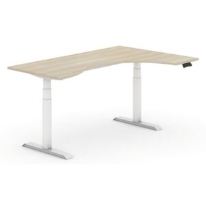 B2B Partner Výškovo nastaviteľný stôl, ergonomický pravý, 1800 x 1200 mm, dub + Záruka 7 rokov
