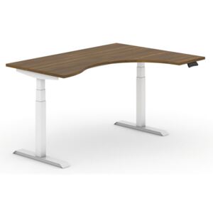 B2B Partner Výškovo nastaviteľný stôl, ergonomický pravý, 1600 x 1200 mm, orech + Záruka 7 rokov