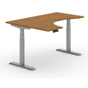 B2B Partner Výškovo nastaviteľné stoly, elektrické, ergonomické ľavé 1600 x 1200 mm, orech + Záruka 7 rokov