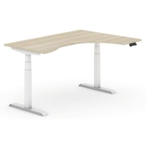 B2B Partner Výškovo nastaviteľný stôl, ergonomický pravý, 1600 x 1200 mm, dub + Záruka 7 rokov
