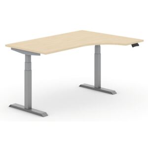 B2B Partner Výškovo nastaviteľný stôl, elektrický, ergonomický pravý, 1600 x 1200 mm, breza + Záruka 7 rokov