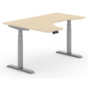 B2B Partner Výškovo nastaviteľné stoly, elektrické, ergonomické ľavé 1600 x 1200 mm, breza + Záruka 7 rokov