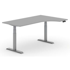 B2B Partner Výškovo nastaviteľný stôl, elektrický, ergonomický pravý, 1800 x 1200 mm, sivá + Záruka 7 rokov