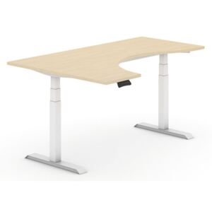 B2B Partner Výškovo nastaviteľný stôl, elektrický, ergonomický ľavý, 1800 x 1200 mm, breza + Záruka 7 rokov