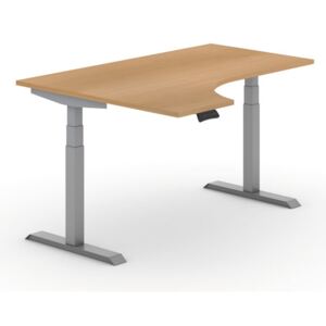 B2B Partner Výškovo nastaviteľný stôl, elektrický, ergonomický ľavý, 1600 x 1200 mm, buk + Záruka 7 rokov