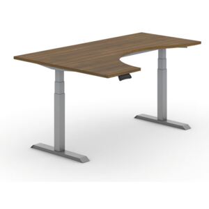 B2B Partner Výškovo nastaviteľný stôl, elektrický, ergonomický ľavý, 1800 x 1200 mm, orech + Záruka 7 rokov