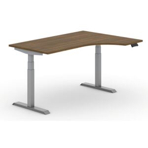 B2B Partner Výškovo nastaviteľný stôl, elektrický, ergonomický pravý, 1600 x 1200 mm, orech + Záruka 7 rokov