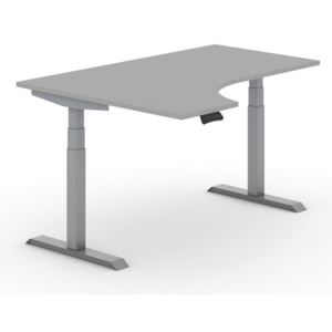 B2B Partner Výškovo nastaviteľný stôl, elektrický, ergonomický ľavý, 1600 x 1200 mm, sivá + Záruka 7 rokov