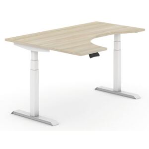 B2B Partner Výškovo nastaviteľný stôl, elektrický, ergonomický ľavý, 1600 x 1200 mm, dub + Záruka 7 rokov