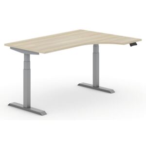 B2B Partner Výškovo nastaviteľný stôl, elektrický, ergonomický pravý, 1600 x 1200 mm, dub + Záruka 7 rokov