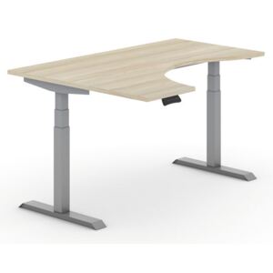 B2B Partner Výškovo nastaviteľné stoly, elektrické, ergonomické ľavé 1600 x 1200 mm, dub + Záruka 7 rokov