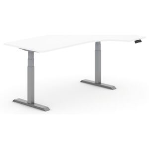 B2B Partner Výškovo nastaviteľný stôl, elektrický, ergonomický pravý, 1800 x 1200 mm, biela + Záruka 7 rokov