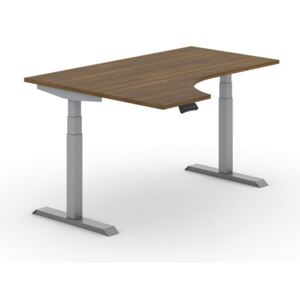 B2B Partner Výškovo nastaviteľný stôl, elektrický, ergonomický ľavý, 1600 x 1200 mm, orech + Záruka 7 rokov