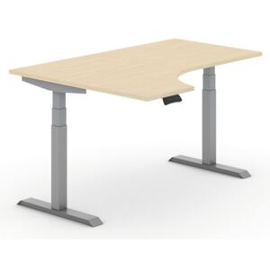 B2B Partner Výškovo nastaviteľný stôl, elektrický, ergonomický ľavý, 1600 x 1200 mm, breza + Záruka 7 rokov