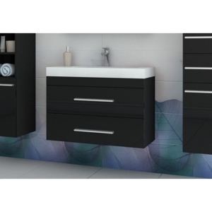 Kúpeľňová skrinka pod umývadlo MILO, 80x50x40, čierna/čierny lesk