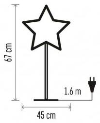LED hviezda papierová so stojanom, 45 cm, vnút