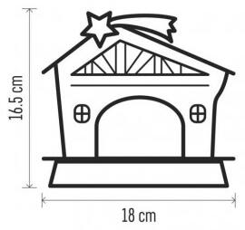 LED vianočný betlehem drevený, 16,5 cm, 2x AAA, vnútorný, teplá biela, časovač