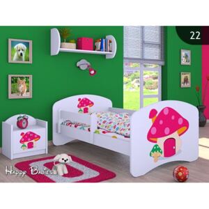 Detská posteľ bez šuplíku 180x90cm RUŽOVÝ hríbik - biela