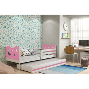 Detská posteľ KAMIL 2 + matrac + rošt ZADARMO, 80x190 cm, biela, ružová
