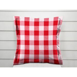 Bavlnená obliečka na vankúš s lemom Olivia OL-016 Červeno-biela kocka veľká 30 x 50 cm