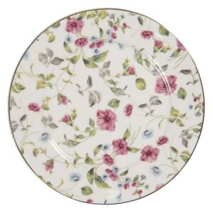 Clayre & Eef Porcelánový tanier Pre Fleuri - Ø 21 * 2 cm