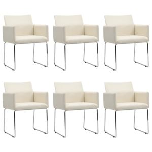 Jedálenské stoličky 6 ks, ľanový vzhľad, biele