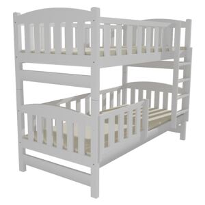 SKLADOM: Detská poschodová posteľ z MASÍVU 200x90cm so zásuvkami - PP013 - biela