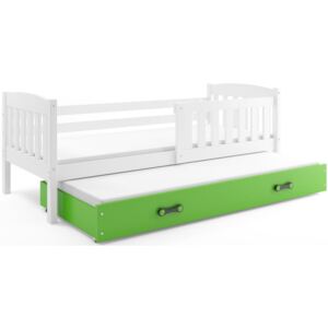 BMS Detská posteľ Kubuš 2 s prístelkou / biela Farba: biela / zelená, Rozmer.: 200 x 90 cm