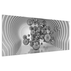 Abstraktný čiernobiely obraz - bubliny (120x50 cm)