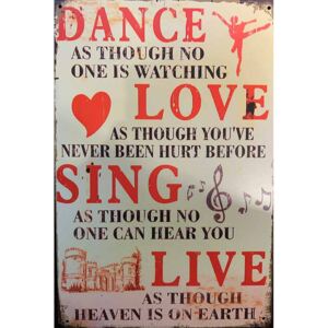 Ceduľa Dance Love Sing Live 30cm x 20cm Plechová tabuľa