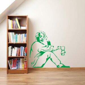 GLIX Banksy "Einstein" - nálepka na stenu Svetlo zelená 50 x 45 cm