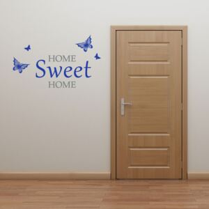 GLIX Domov sladký domov - samolepka na stenu Šedá a modrá 70 x 45 cm