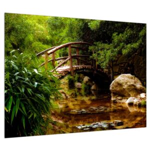 Obraz dreveného mostu cez potok (70x50 cm)