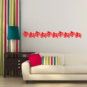 GLIX Bordúra zo srdiečok - samolepka na stenu Svetlo červená 100 x 12 cm