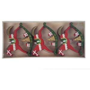 Sada 9 drevených vianočných ozdôb v tvare hojdacieho koňa Ego dekor Tree