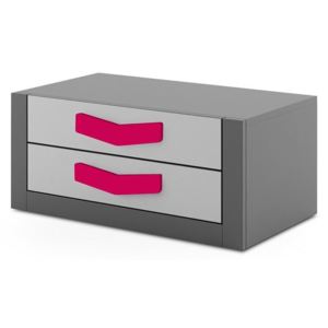Nočny stolík Lopez LP08, Farby: Grafit / šedý, úchtky: ružový