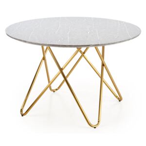 HALMAR Bonello okrúhly jedálenský stôl sivý mramor / zlatá