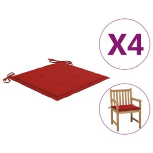 Podložky na záhradné stoličky 4 ks červené 50x50x4cm látka
