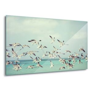 Sklenený obraz - Vintage Seagulls 4 x 30x80 cm