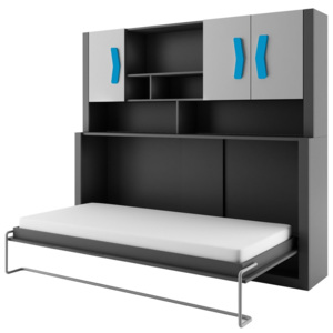 Výklopná posteľ Lopez LP14, Farby: Grafit / šedý, úchtky: modrý