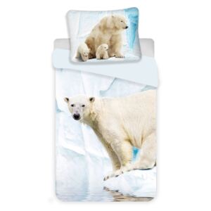 Jerry Fabrics Bavlnené obliečky 3D fototlač so zipsom Ľadový medveď / Polar Bear blue 140x200