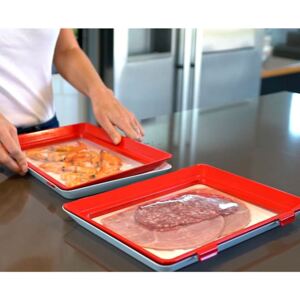 GD Import Skladovací systém Genius Ideas 'Clever Tray' XL, obdĺžnikový 30,5 x 23 2,5 cm, červená/biela/transparentná