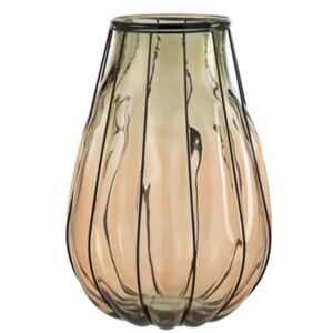 Váza hnedá číra sklenená FLUFFY FALL