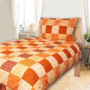 CARO oranžové - bavlnené obliečky 140x200cm - Posteľ štandard 140x200cm - 1x vankúš 1x prikrývka - Oranžová
