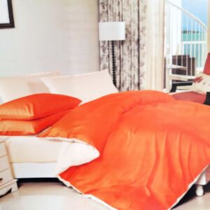 LUNA bavlnené jednofarebné obliečky oranžové béžové - 140 x 200 cm - 3 SET 1x vankúš 1x malý vankúš 1x prikrývka - Oranžová