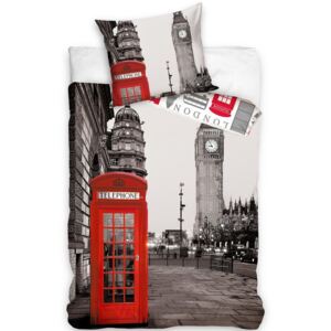 LONDON sivé bavlnené obliečky 140x200cm - 140 x 200 cm - 1x vankúš 1x prikrývka - Sivá