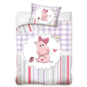 HIPPO detské bavlnené obliečky 100x135cm ružové - Detská postieka 90x135cm - 90 x 135 cm - 1x vankúš 1x prikrývka - Ružová