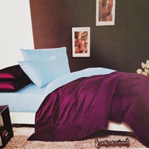LUNA bavlnené jednofarebné obliečky fialovo modré - 140 x 200 cm - 3 SET 1x vankúš 1x malý vankúš 1x prikrývka - Fialová